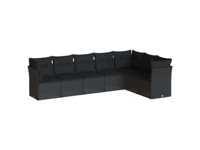VIDAXL  Salon De Jardin 7 Pcs Avec Coussins Noir R&eacute;sine Tress&eacute;e