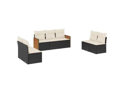 VIDAXL  Salon De Jardin 7 Pcs Avec Coussins Noir R&eacute;sine Tress&eacute;e