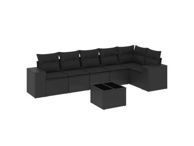 VIDAXL  Salon De Jardin 7 Pcs Avec Coussins Noir R&eacute;sine Tress&eacute;e