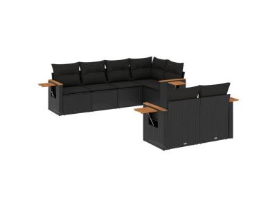 VIDAXL  Salon De Jardin 7 Pcs Avec Coussins Noir R&eacute;sine Tress&eacute;e