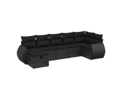  Vidaxl Salon De Jardin 7 Pcs Avec Coussins Noir R&eacute;sine Tress&eacute;e