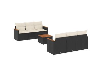 VIDAXL  Salon De Jardin 7 Pcs Avec Coussins Noir R&eacute;sine Tress&eacute;e