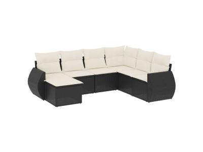 VIDAXL  Salon De Jardin 7 Pcs Avec Coussins Noir R&eacute;sine Tress&eacute;e