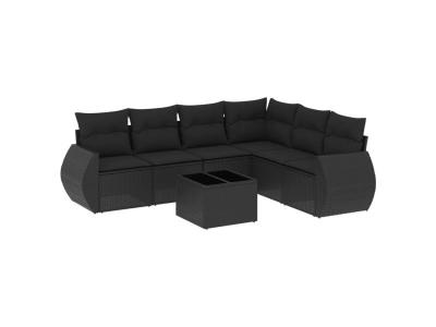 VIDAXL  Salon De Jardin 7 Pcs Avec Coussins Noir R&eacute;sine Tress&eacute;e