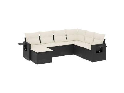 VIDAXL  Salon De Jardin 7 Pcs Avec Coussins Noir R&eacute;sine Tress&eacute;e