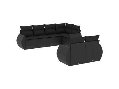 VIDAXL  Salon De Jardin 7 Pcs Avec Coussins Noir R&eacute;sine Tress&eacute;e