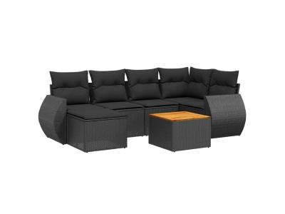 VIDAXL  Salon De Jardin 7 Pcs Avec Coussins Noir R&eacute;sine Tress&eacute;e
