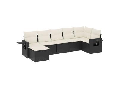 VIDAXL  Salon de jardin 7 pcs - Noir R&eacute;sine Tress&eacute;e