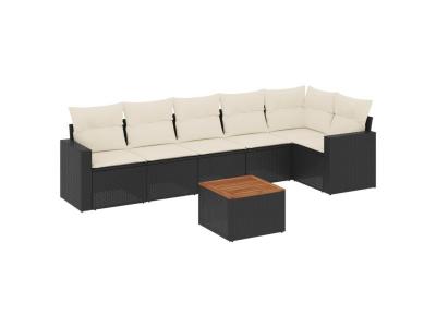 VIDAXL  Salon De Jardin 7 Pcs Avec Coussins Noir R&eacute;sine Tress&eacute;e