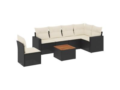 VIDAXL  Salon De Jardin 7 Pcs Avec Coussins Noir R&eacute;sine Tress&eacute;e
