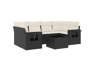 VIDAXL  Salon De Jardin 7 Pcs Avec Coussins Noir R&eacute;sine Tress&eacute;e