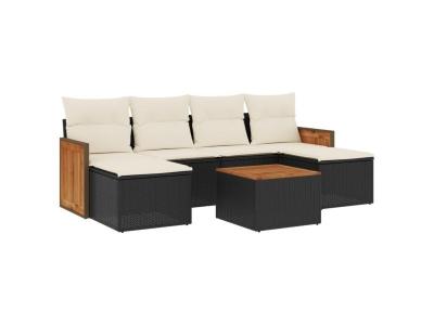 VIDAXL  Salon De Jardin 7 Pcs Avec Coussins Noir R&eacute;sine Tress&eacute;e