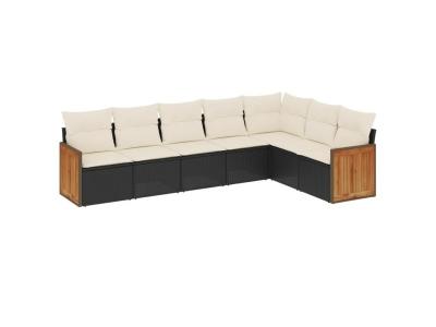 VIDAXL  Salon De Jardin 7 Pcs Avec Coussins Noir R&eacute;sine Tress&eacute;e