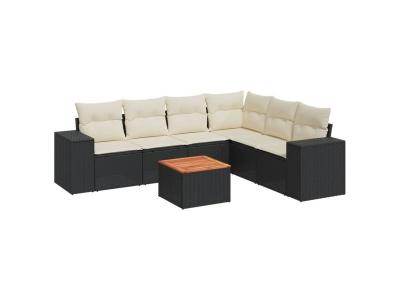 VIDAXL  Salon De Jardin 7 Pcs Avec Coussins Noir R&eacute;sine Tress&eacute;e
