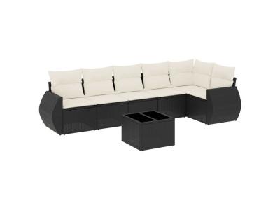 VIDAXL  Salon de jardin 7 pcs avec coussins - Noir