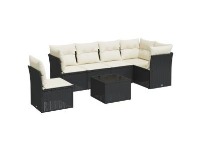 VIDAXL  Salon De Jardin 7 Pcs Avec Coussins Noir R&eacute;sine Tress&eacute;e