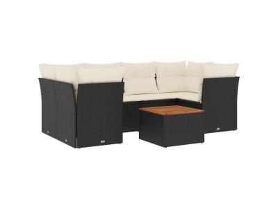 VIDAXL  Salon De Jardin 7 Pcs Avec Coussins Noir R&eacute;sine Tress&eacute;e