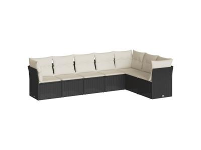 VIDAXL  Salon De Jardin 7 Pcs Avec Coussins Noir R&eacute;sine Tress&eacute;e