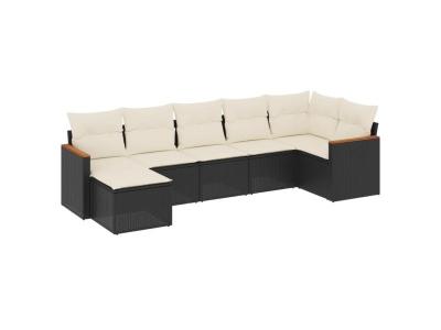 VIDAXL  Salon de jardin 7 pcs - Noir