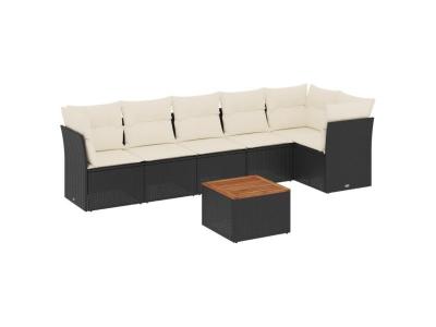 VIDAXL  Salon De Jardin 7 Pcs Avec Coussins Noir R&eacute;sine Tress&eacute;e