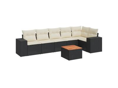 VIDAXL  Salon De Jardin 7 Pcs Avec Coussins Noir R&eacute;sine Tress&eacute;e