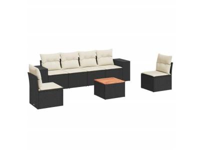 VIDAXL  Salon de jardin 7 pcs - Noir