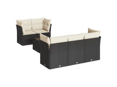 VIDAXL  Salon De Jardin 7 Pcs Avec Coussins Noir R&eacute;sine Tress&eacute;e