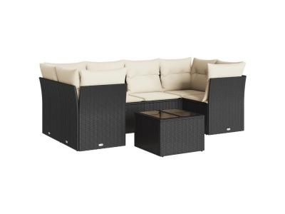 VIDAXL  Salon De Jardin 7 Pcs Avec Coussins Noir R&eacute;sine Tress&eacute;e
