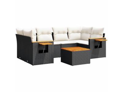 VIDAXL  Salon De Jardin 7 Pcs Avec Coussins Noir R&eacute;sine Tress&eacute;e