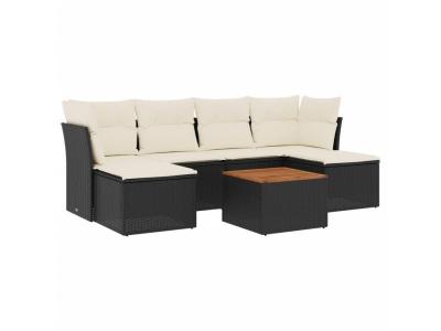 VIDAXL  Salon De Jardin 7 Pcs Avec Coussins Noir R&eacute;sine Tress&eacute;e