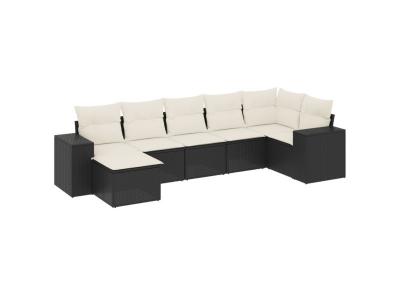 VIDAXL  Salon De Jardin 7 Pcs Avec Coussins Noir R&eacute;sine Tress&eacute;e