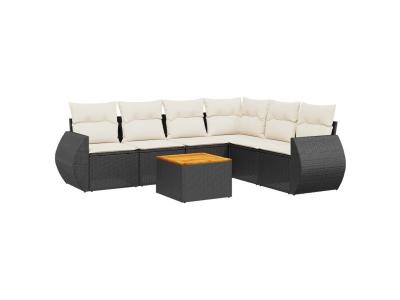 VIDAXL  Salon De Jardin 7 Pcs Avec Coussins Noir R&eacute;sine Tress&eacute;e