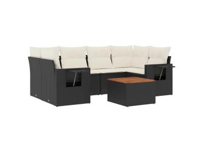 VIDAXL  Salon De Jardin 7 Pcs Avec Coussins Noir R&eacute;sine Tress&eacute;e