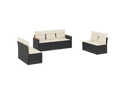 VIDAXL  Salon de jardin 7 pcs - Noir