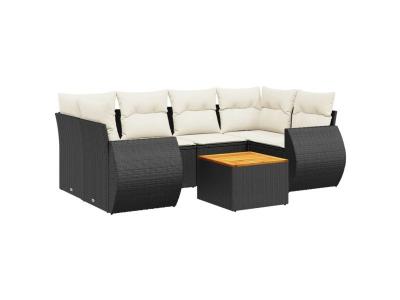 VIDAXL  Salon De Jardin 7 Pcs Avec Coussins Noir R&eacute;sine Tress&eacute;e