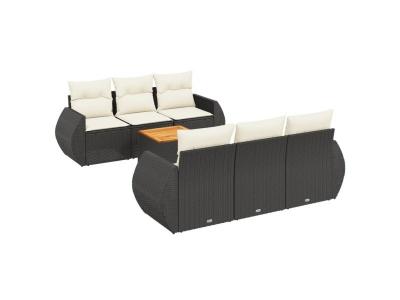 VIDAXL  Salon De Jardin 7 Pcs Avec Coussins Noir R&eacute;sine Tress&eacute;e