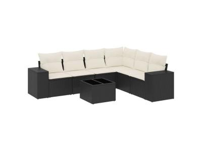 VIDAXL  Salon De Jardin 7 Pcs Avec Coussins Noir R&eacute;sine Tress&eacute;e