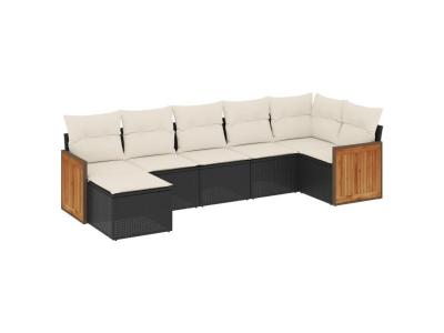 VIDAXL  Salon De Jardin 7 Pcs Avec Coussins Noir R&eacute;sine Tress&eacute;e