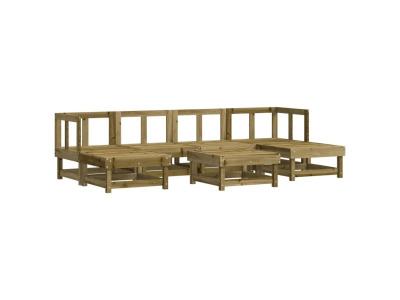 VIDAXL Salon de jardin modulable  bois bois 7 pieces 6 personnes