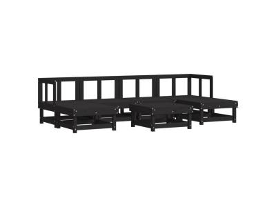VIDAXL Salon de jardin 7 pcs Noir Bois de pin massif 