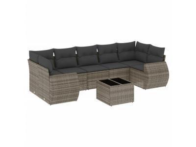 VIDAXL  Salon De Jardin 8 Pcs Avec Coussins Gris R&eacute;sine Tress&eacute;e