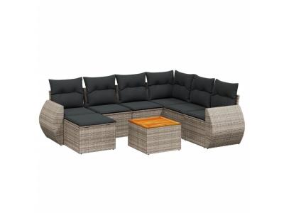 VIDAXL  Salon De Jardin 8 Pcs Avec Coussins Gris R&eacute;sine Tress&eacute;e