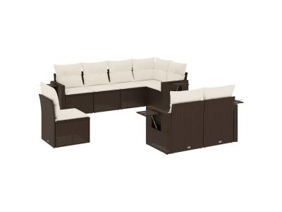 VIDAXL  Salon De Jardin 8 Pcs Avec Coussins Marron R&eacute;sine Tress&eacute;e