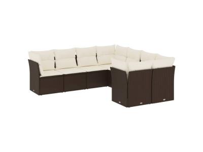 VIDAXL  Salon de Jardin avec Coussins 8 pcs, Canap&eacute;s avec Pieds R&eacute;glables, Ensemble de Meubles d'Ext&eacute;rieur Patio Terrasse, 3218593 