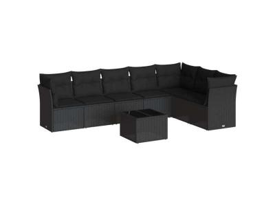 VIDAXL  Salon De Jardin 8 Pcs Avec Coussins Noir R&eacute;sine Tress&eacute;e