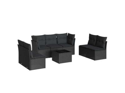 VIDAXL Salon de jardin  8 pcs avec coussins noir r&eacute;sine tress&eacute;e