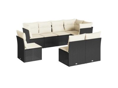 VIDAXL  Salon De Jardin 8 Pcs Avec Coussins Noir R&eacute;sine Tress&eacute;e