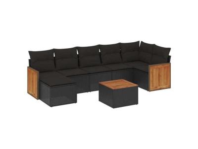 VIDAXL  Salon De Jardin 8 Pcs Avec Coussins Noir R&eacute;sine Tress&eacute;e