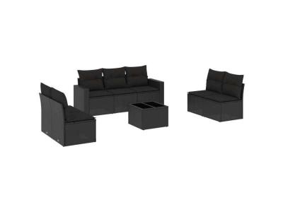 VIDAXL  Salon de jardin 8 pcs - Noir
