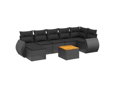 VIDAXL  Salon De Jardin 8 Pcs Avec Coussins Noir R&eacute;sine Tress&eacute;e